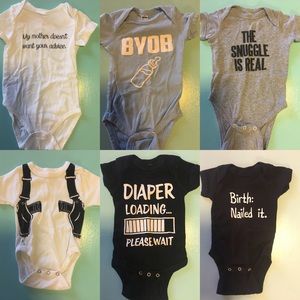 6 for $10 Funny Newborn Onesies